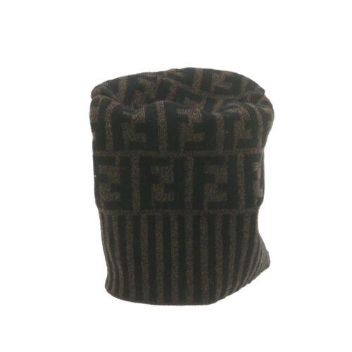Authentic FENDI Zucca Knit Beanie Brown Black Wool: This item qualifies for FREE DOMESTIC SHIPPING to customers in the USA Brand: Fendi Color: Brown / Black Size: Girth 48Cm(Approx) Type: Unknown Style: Beanie Department: Woman Ean The BIDHAUS Guarante