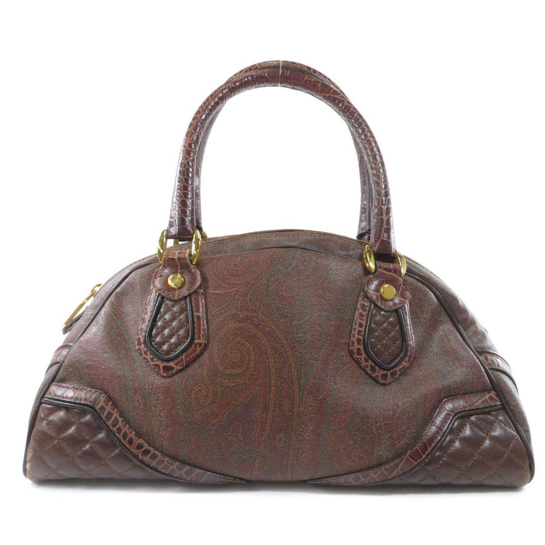 Authentic Etro Paisley Handbag PVC Ladies: This item qualifies for FREE DOMESTIC SHIPPING to customers in the USA Brand: Etro Type: Handbag Material: PVC Color: Brown Size (HxWxD): 17cm x 35cm x 16cm / 6.69'' x 13.77'' x 6.29'' Handle Length: