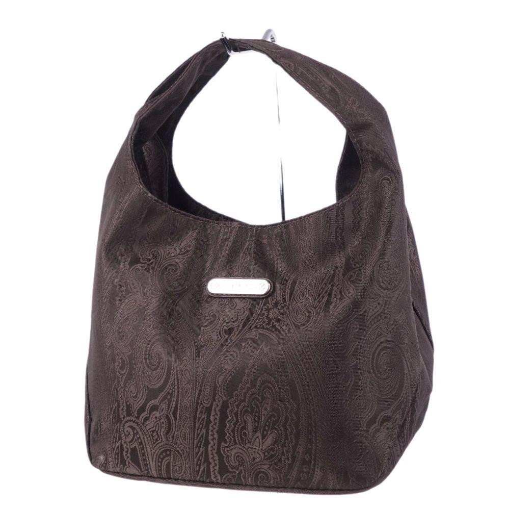 Authentic Etro Paisley Mini Bag Handbag Brown Nylon: This item qualifies for FREE DOMESTIC SHIPPING to customers in the USA Brand: Etro Type: Handbag Material: Nylon Color: Brown Size (HxWxD): 16.5cm x 23.5cm x 12cm / 6.49'' x 9.25'' x 4.72'' Handle Len