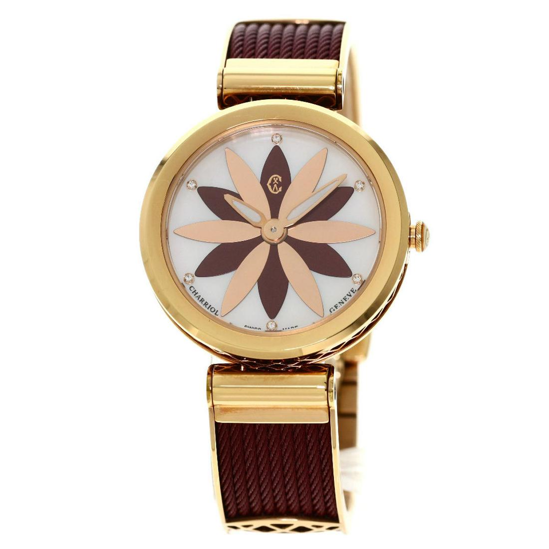 Authentic Philip Charriol FE32 Forever Watch GP Ladies: This item qualifies for FREE DOMESTIC SHIPPING to customers in the USA Brand: Philippe Charriol Condition: Used (very good) Damage Ranking: Buckle / clasp ,Scratch ,- Gender: Women Material (Case): Go