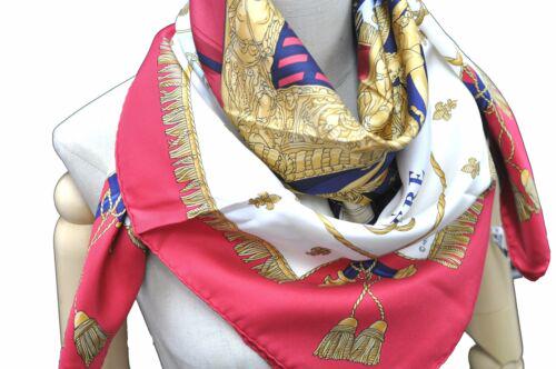 Authentic HERMES Carre 90 Scarf "VUE DU CAROSSE DE LA: This item qualifies for FREE DOMESTIC SHIPPING to customers in the USA Brand: HERMES Material: Silk Country/Region of Manufacture: France Color: Red Style: Scarf Size(cm): W90 x H90cm(Approx) Type: Sc