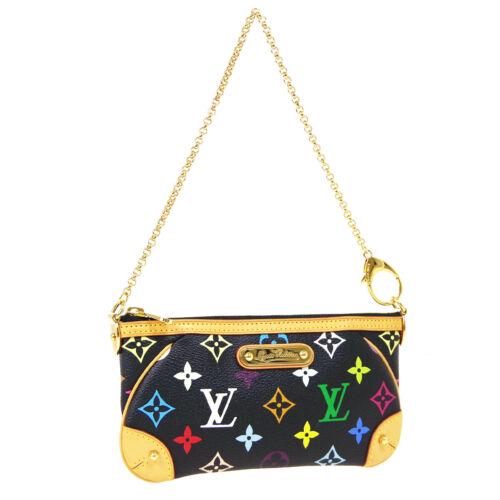 Authentic LOUIS VUITTON POCHETTE MILLA MM 2WAY CHAIN: This item qualifies for FREE DOMESTIC SHIPPING to customers in the USA Size: Small Features: Chain Strap Detachable Strap Inner Pockets Accents: Logo Color: Black etc Model: Monogram Multi-Color Year