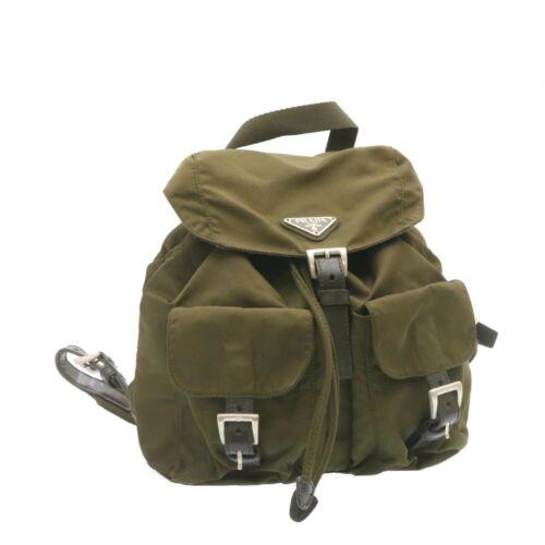 Authentic PRADA Backpack Nylon Khaki: This item qualifies for FREE DOMESTIC SHIPPING to customers in the USA Brand: PRADA Style: Backpack Material: Nylon Color: Khaki Size: See Description Bag Height: 9.4inch(Approx) / 24cm(Approx) Bag De