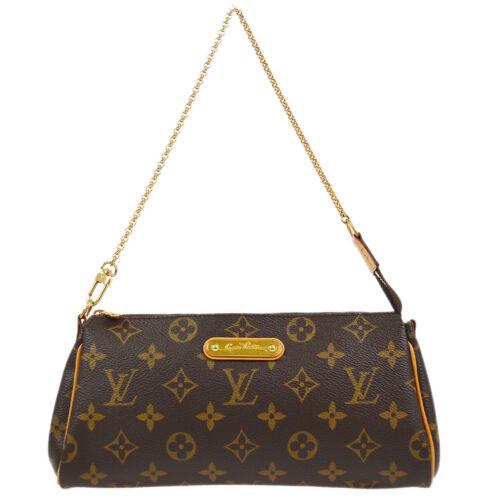 Authentic LOUIS VUITTON EVA 2WAY CHAIN HAND BAG POUCH: This item qualifies for FREE DOMESTIC SHIPPING to customers in the USA Size: Small Features: Chain Strap Detachable Strap Accents: Logo Color: Brown Model: Monogram Year Manufactured: 2010-2019 Countr