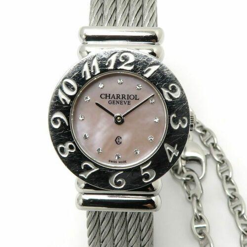 Authentic Charriol Saint-Tropez wristwatch pink shell: This item qualifies for FREE DOMESTIC SHIPPING to customers in the USA Department: Unisex Brand: Charriol Type: Watch The BIDHAUS Guarantee: Photos descriptions and estimates were prepared with the ut