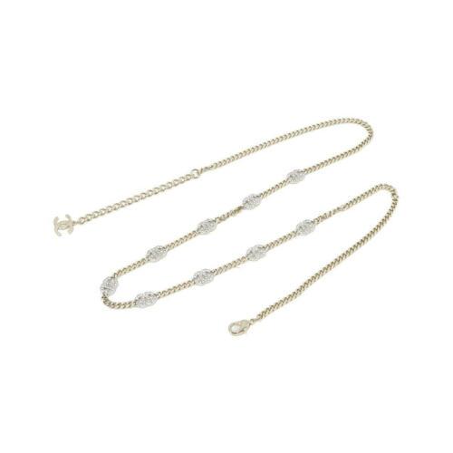 Authentic CHANEL Belt AB6443: This item qualifies for FREE DOMESTIC SHIPPING to customers in the USA Brand: CHANEL Style: Belt AdditionalInfo: B21Astamp Color: CRYSTAL GOLD & SILVER Type: Belt Gender: Ladies Department: Woman Size