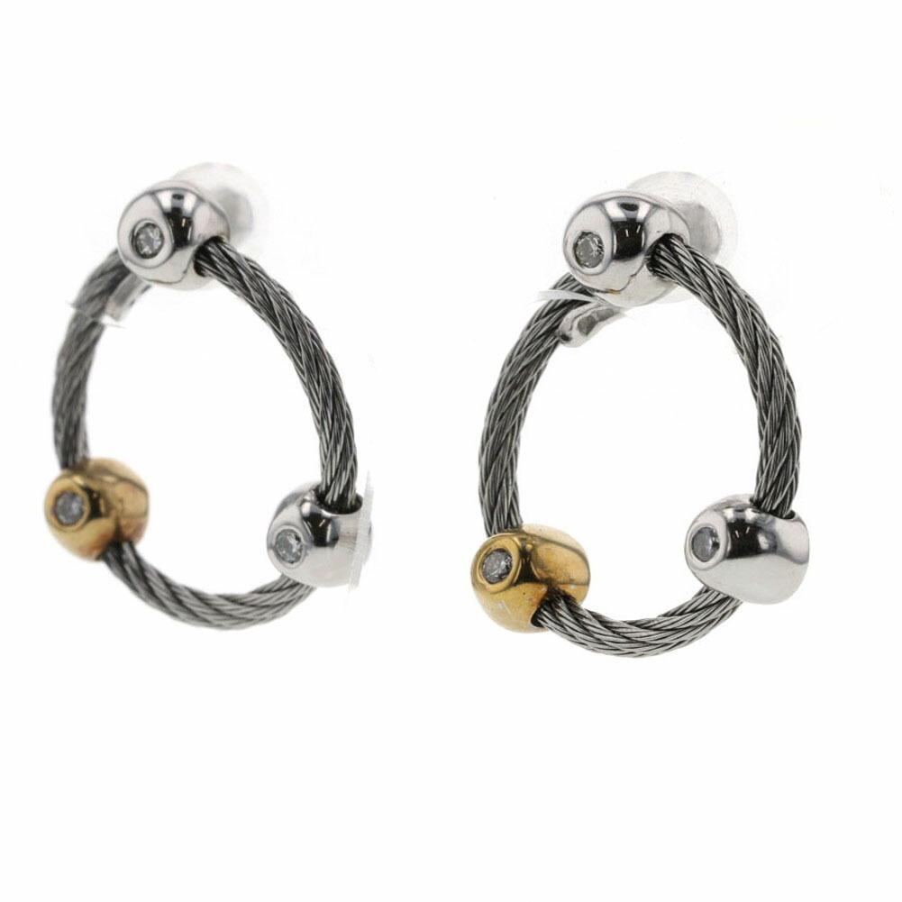 Authentic Philippe Charriol Earrings Hoop Diamond 3P: This item qualifies for FREE DOMESTIC SHIPPING to customers in the USA Brand: Philippe Charriol Type: Hoop earrings Gender: Women Condition: Used (good) Weight: 5.6g / 0.19oz. Color: Silver Material: