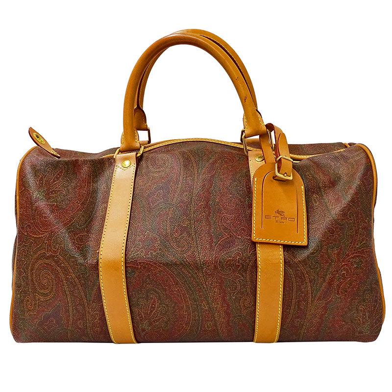 Authentic Etro Boston Bag Handbag PVC Brown Ladies: This item qualifies for FREE DOMESTIC SHIPPING to customers in the USA Brand: Etro Type: Boston bag, Handbag Gender: Women Accessories: Name tag Condition: Used (acceptable) Model: Boston bag handbag