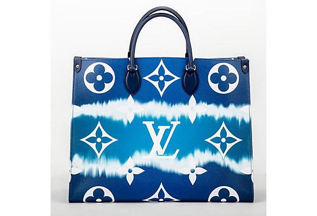 Vuitton Lim.Ed. Escale Blu On The Go NIB: Vuitton Lim.Ed. Escale Blu On The Go NIB Condition: New Era: Contemporary; 2000s Dimensions: 16.25" L x 7.5" W x 13.5" H Materials: canvas leather metal Color: blue celeste white Louis Vuitton 2020 li