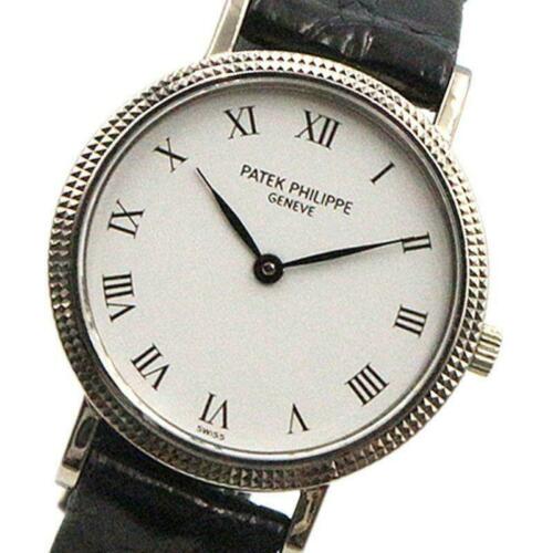 Patek Philippe Calatrava 4819G K18 White Gold Leather: Patek Philippe Calatrava 4819G K18 White Gold Leather Ladies Watch Type: Wristwatch Brand: Patek Philippe Department: Ladies The BIDHAUS Guarantee: Photos descriptions and estimates were prepared with