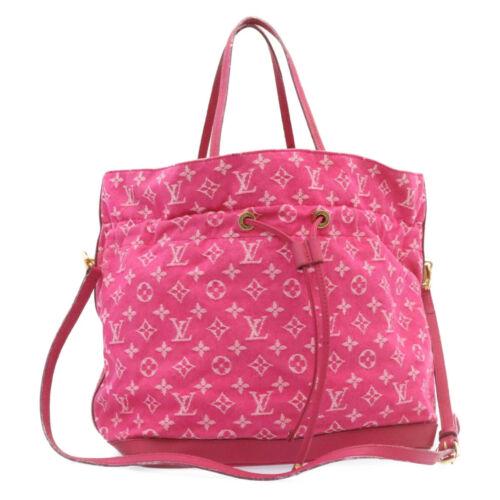 LOUIS VUITTON Monogram Denim Noe full MM 2Way Shoulder: LOUIS VUITTON Monogram Denim Noe full MM 2Way Shoulder Bag Pink M40870 LV Brand: LOUIS VUITTON Style: Shoulder Bag Material: Monogram Denim Canvas Color: Pink Size: See Description Bag Height: 12.2inc