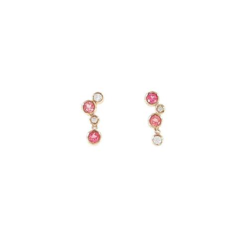K18 Pink Gold Spinel earrings: K18 Pink Gold Spinel earrings Material: K18PG Gender: Ladies Stone: Diamond 0.14ct ActualSize: Height x Width : 15.1mm x 5.8mm CenterStone: Spinel 0.50ct Type: Earrings The BIDHAUS Guarantee: Photos d