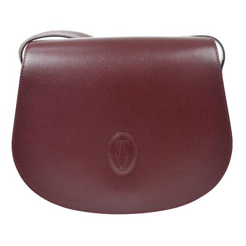 CARTIER Cross Body Shoulder Bag EVCL Purse Bordeaux: CARTIER Cross Body Shoulder Bag EVCL Purse Bordeaux Leather Size: Medium Features: Cross-Body Strap Accents: Logo Color: Bordeaux Model: Cross Body Country/Region of Manufacture: Italy Closure: Flap D