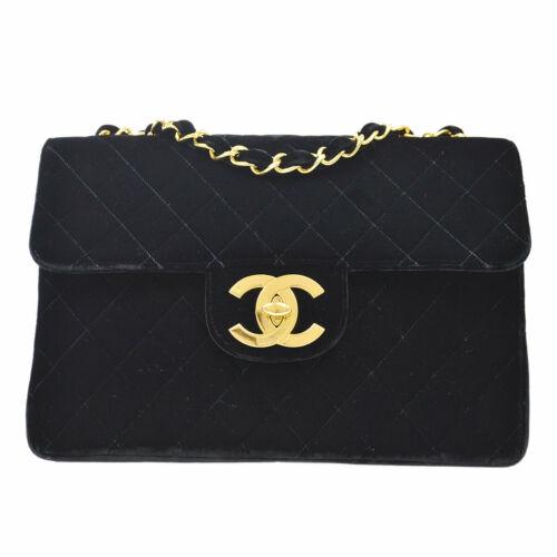 CHANEL Classic Flap Jumbo Double Chain Shoulder Bag: CHANEL Classic Flap Jumbo Double Chain Shoulder Bag Black Velvet 3603587 Size: Large Accents: Quilted Model: Double Chain Shoulder Country/Region of Manufacture: France Department: Women Style: Should