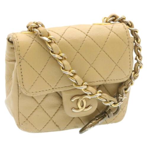 CHANEL Mini Matelasse Charm Leather Beige CC: CHANEL Mini Matelasse Charm Leather Beige CC Brand: CHANEL Style: Charm Material: Leather Color: Beige Size: See Description Bag Height: 3.1inch(Approx) / 8cm(Approx) Bag Depth: 1.4inch(Approx) / 3.5c