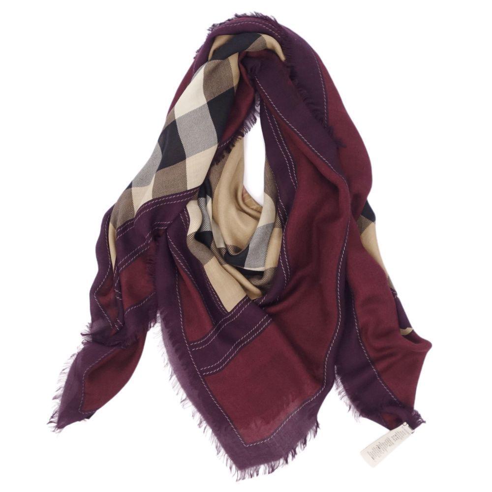 Burberry Horseferry Check Shawl Stole Rayon Silk Blend: Burberry Horseferry Check Shawl Stole Rayon Silk Blend Beige Purple LadiesBrand: Burberry Model: Horseferry check scarf Type: Shawl Gender: Women Accessories: None Condition: Used (good) Material: Ray