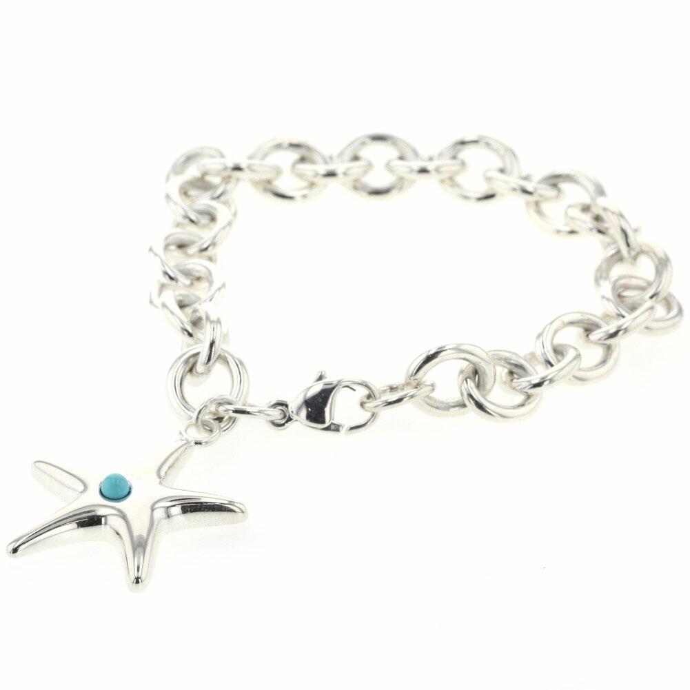 Tiffany Bracelet Starfish Turquoise SV925 Silver Ladies: Tiffany Bracelet Starfish Turquoise SV925 Silver Ladies & Co.Brand: Tiffany Line: Starfish Type: Charm bracelet Gender: Women Accessories: Box, Dust bag Condition: Used (very good) Material: Silver 92