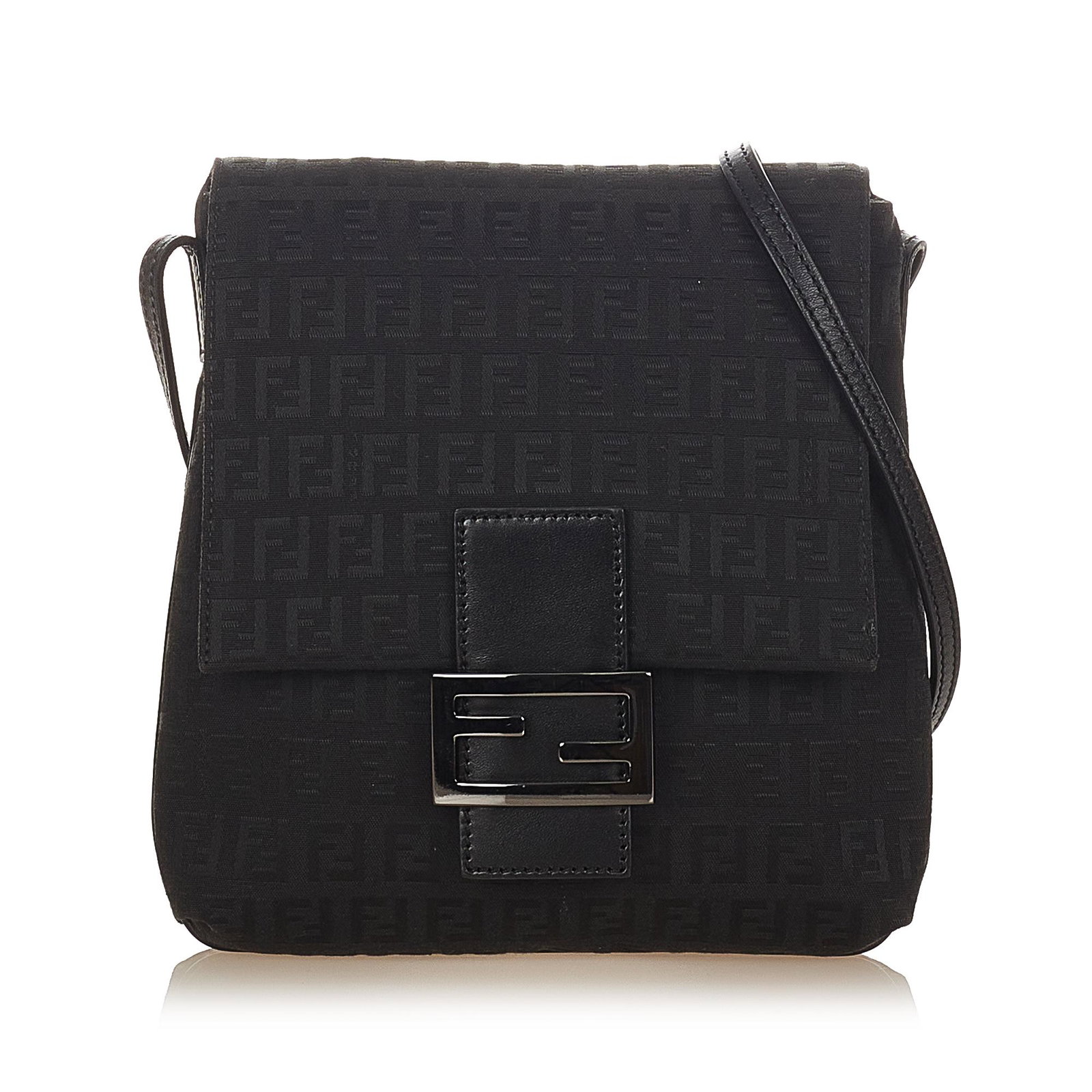 Fendi Zucchino Mamma Forever Canvas Crossbody Bag: Fendi Zucchino Mamma Forever Canvas Crossbody Bag The Mamma Forever crossbody bag features a canvas body an adjustable flat leather strap a front flap with a magnetic snap closure and an interior zip 
