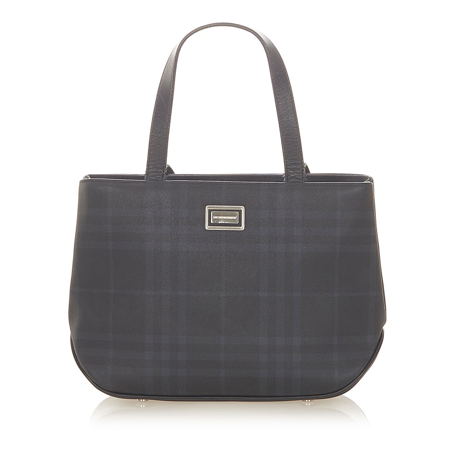 Burberry Tonal Check Handbag: Burberry Tonal Check Handbag This handbag features a PVC body with leather trim flat leather handles an interior zip compartment and an interior zip pocket. Brand: Burberry Model: Tonal Check Handbag