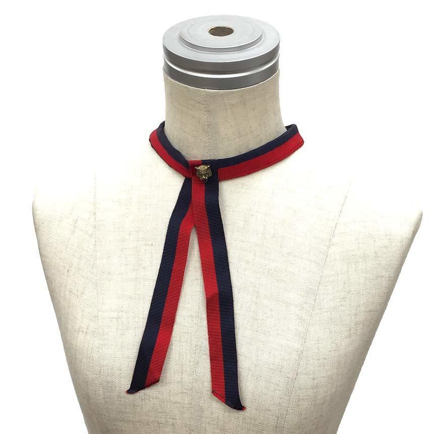 GUCCI Cat Head Striped Neck Bow Bowtie Butterfly Tie: GUCCI Cat Head Striped Neck Bow Bowtie Butterfly Tie Navy x Red 434518 Men'sBrand: Gucci Type: Bow tie Gender: Men Accessories: Box Condition: Used (like new) Material: Cotton, 50%, Rayon, 50% Color: