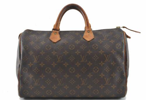 Louis Vuitton Monogram Speedy 35 Hand Bag Old Model LV: Louis Vuitton Monogram Speedy 35 Hand Bag Old Model LV Brand: Louis Vuitton Exterior Material: Monogram Canvas Style: Hand Bag Department: Women Exterior Color: Brown Bag Height: 9inches(23cm) Bag Dep