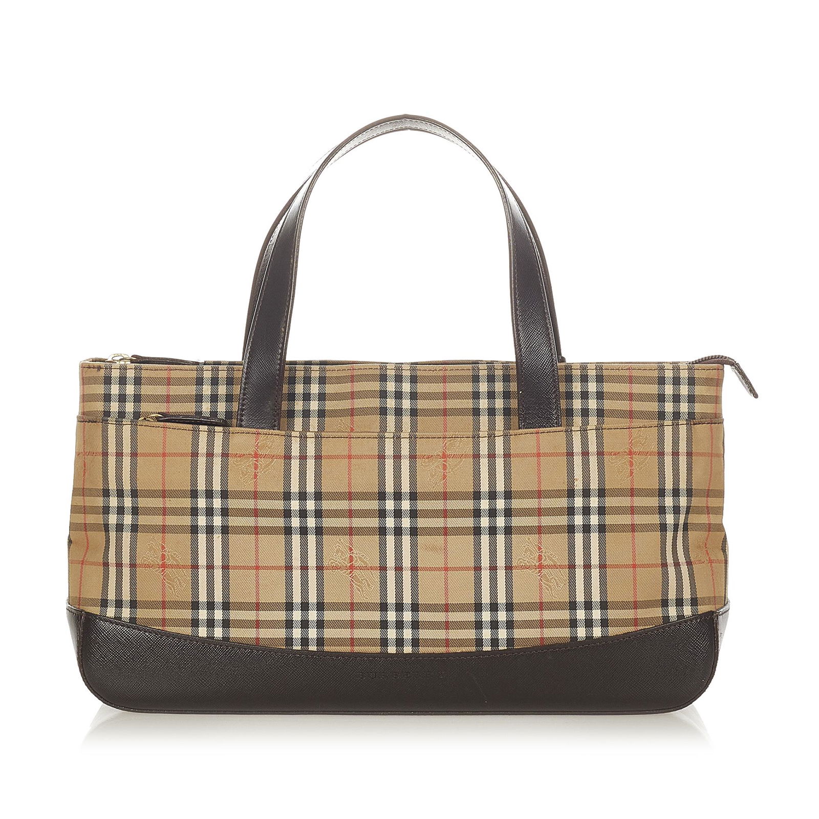 Burberry Haymarket Check Canvas Handbag: Burberry Haymarket Check Canvas Handbag This handbag features a canvas body with leather trim flat leather handles a top zip closure and an interior zip pocket. Brand: Burberry Model: Haymarket Check