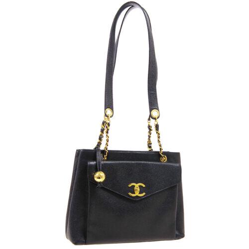 CHANEL CC Chain Shoulder Tote Bag Black Caviar Skin (0199D) on Jan 02