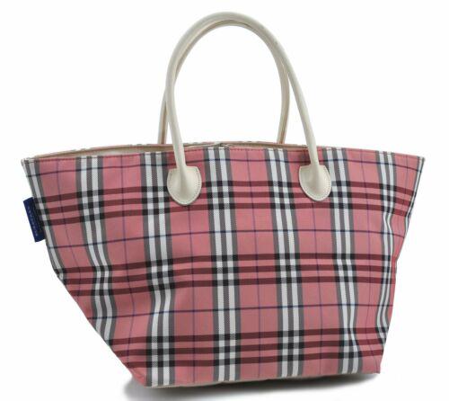 BURBERRY BLUE LABEL Check Shoulder Tote Bag Nylon: BURBERRY BLUE LABEL Check Shoulder Tote Bag Nylon Leather Pink Brand: BURBERRY Exterior Material: Nylon Style: Tote Bag Department: Women Exterior Color: Pink Bag Height: 9.4inches (24cm) Bag Depth: 9