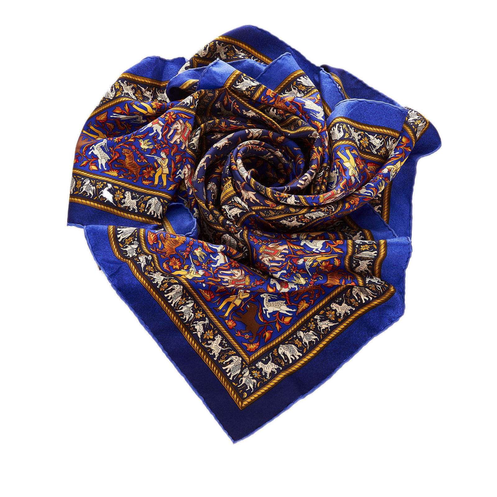 Hermes Chasse en Inde Pleated Silk Scarf: Hermes Chasse en Inde Pleated Silk Scarf The Chasse en Inde pleated scarf features a print on 100% silk. Brand: Hermes Model: Chasse en Inde Pleated Silk Scarf Origin: France Category: Accessories Col