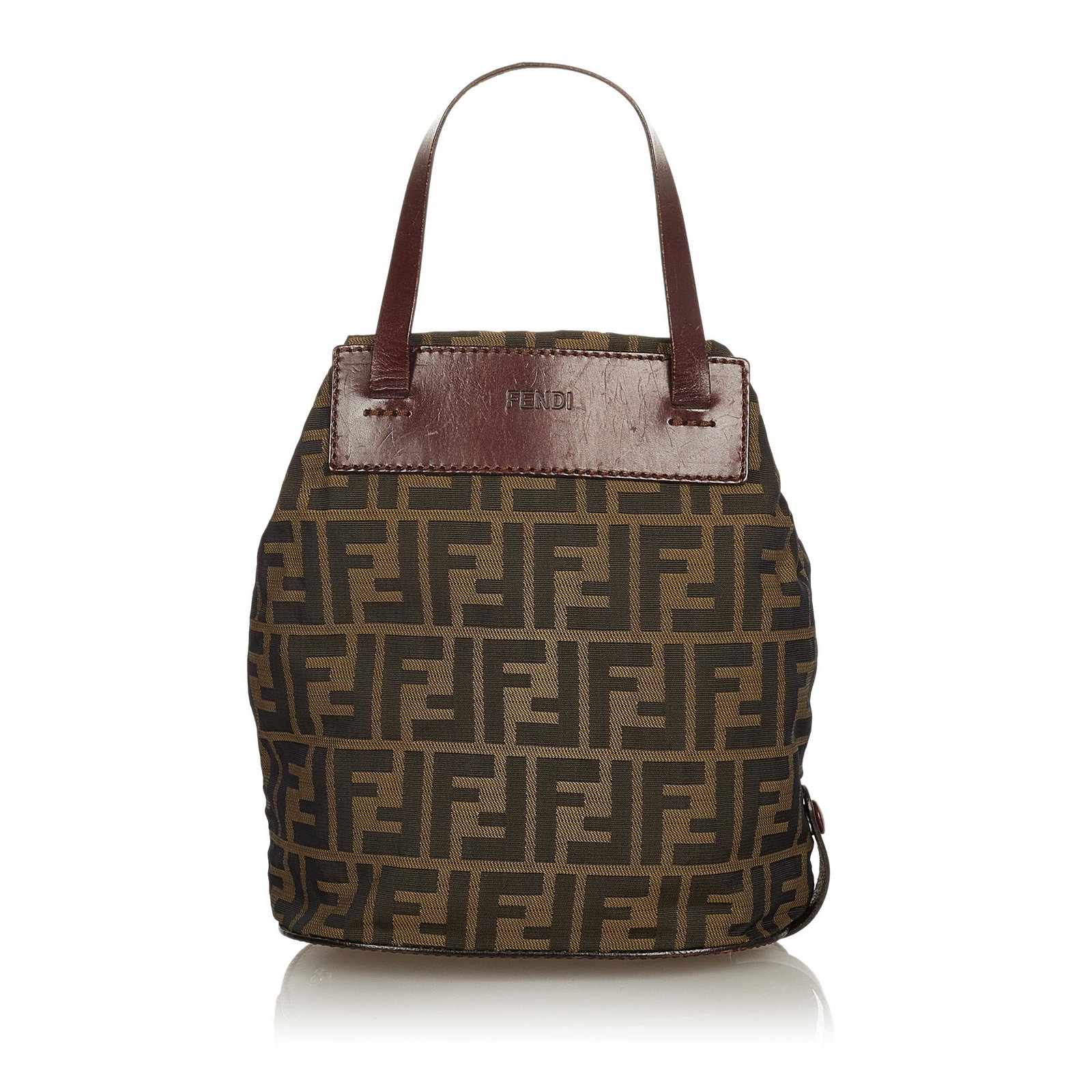 Fendi Zucca Canvas Handbag: Fendi Zucca Canvas Handbag This handbag features a canvas body with leather trim flat leather handles a magnetic snap closure and an interior zip pocket. Brand: Fendi Model: Zucca Canvas Handbag Origi