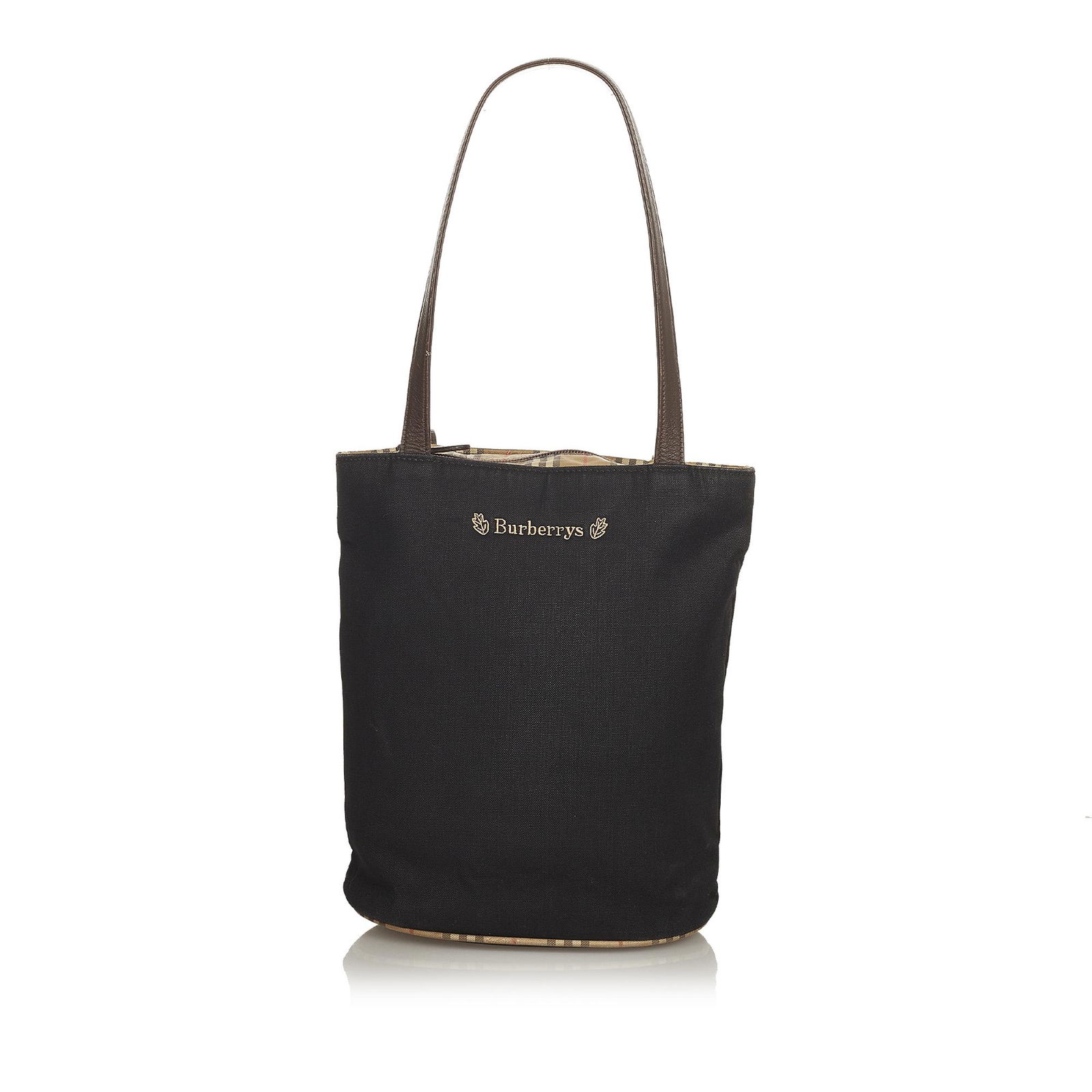 Burberry Canvas Tote Bag: Burberry Canvas Tote Bag This tote bag features a canvas body with leather trim flat leather handles a top zip closure and interior zip and slip pockets. Brand: Burberry Model: Canvas Tote Bag Origin:
