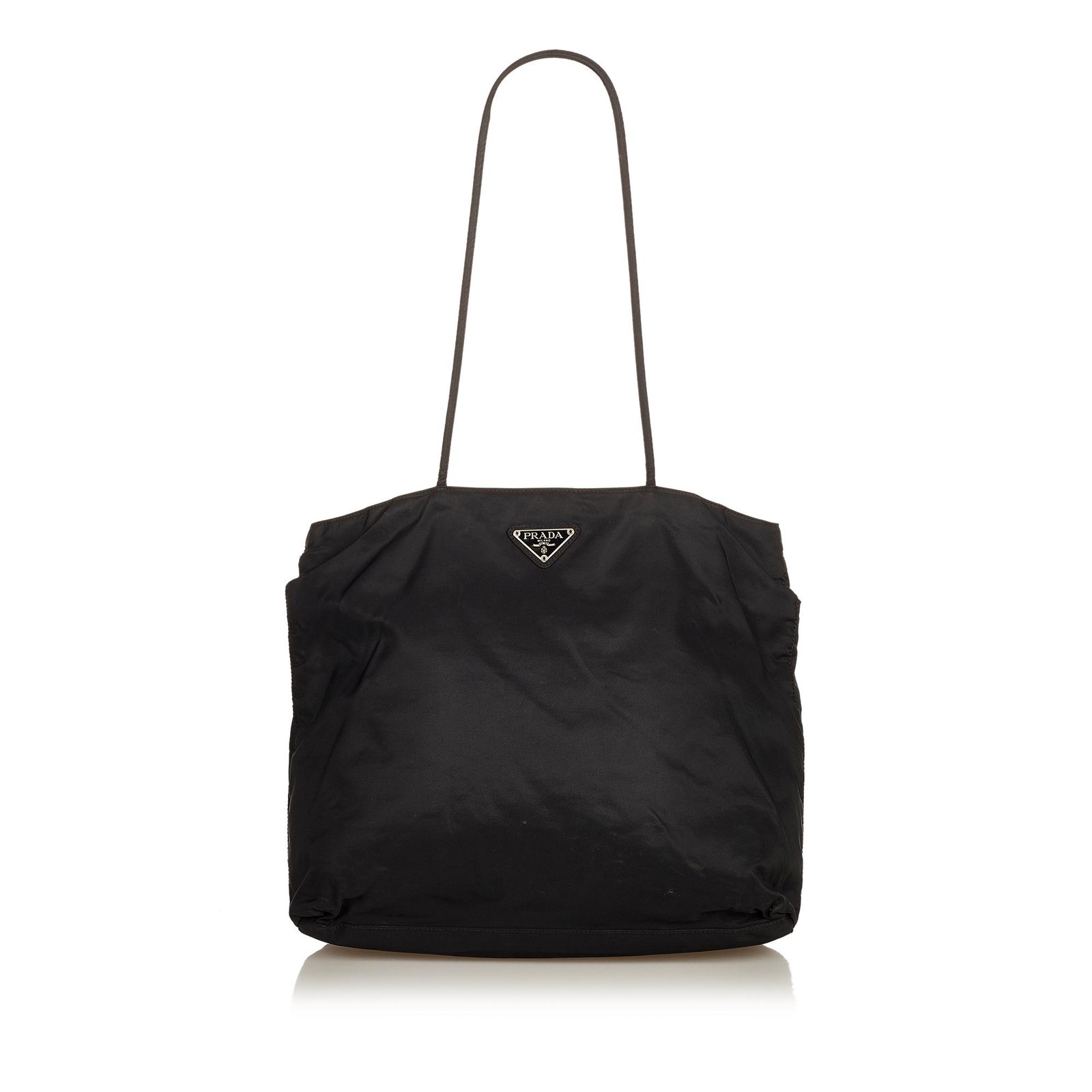 Prada Tessuto Tote Bag: Prada Tessuto Tote Bag This tote bag features a nylon body rolled straps an open top and an interior zip pocket. Brand: Prada Model: Tessuto Tote Bag Origin: Italy Category: Bags Color: Black Style: T