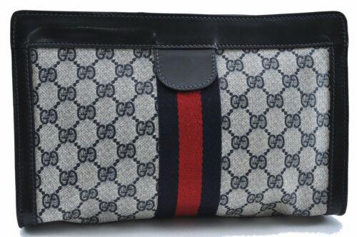 GUCCI Sherry Line Clutch Bag GG PVC Leather Navy: GUCCI Sherry Line Clutch Bag GG PVC Leather Navy Brand: GUCCI Exterior Material: PVC Style: Clutch Bag Department: Women Exterior Color: Navy Bag Height: 6.5inches(16.5cm) Bag Depth: 3.3inches(8.5cm)