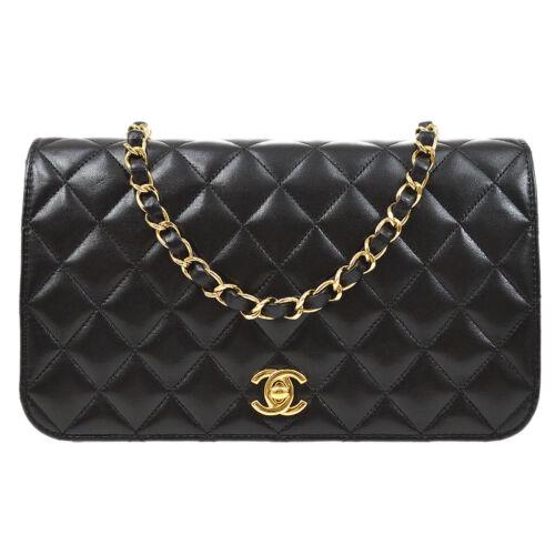 CHANEL Quilted Full Flap Single Chain Shoulder Bag: CHANEL Quilted Full Flap Single Chain Shoulder Bag 12846313 Black Lambskin Size: Small Accents: Quilted Model: Chain Shoulder Country/Region of Manufacture: France Department: Women Style: Shoulder Ba