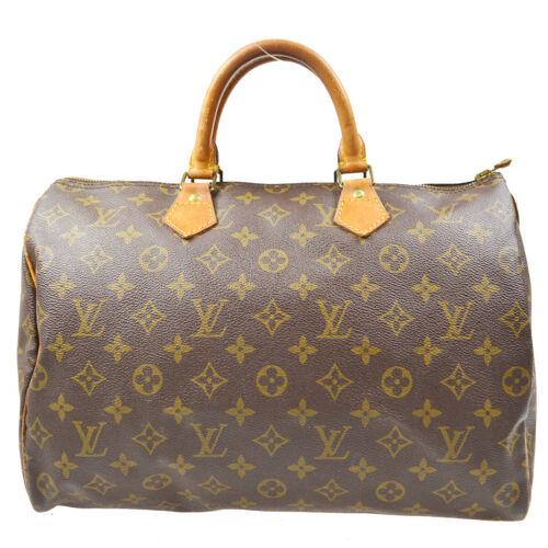 LOUIS VUITTON SPEEDY 35 HAND BAG PURSE MONOGRAM CANVAS: LOUIS VUITTON SPEEDY 35 HAND BAG PURSE MONOGRAM CANVAS M41524 VI874 Gender: Adult Unisex Country/Region of Manufacture: France Style: Hand bag Material: Monogram canvas Color: Brown Occasion: Casual B