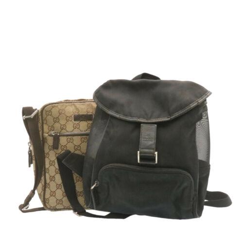 GUCCI GG Canvas Shoulder Bag Backpack 2Set Black Beige: GUCCI GG Canvas Shoulder Bag Backpack 2Set Black Beige Size: W18 x H23 x D8cm(Approx)W23 x H24 x D7cm(Approx) Country/Region of Manufacture: Italy Department: Woman Style: Shoulder Bag Exterior Materi