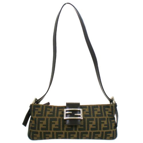 FENDI Zucca Pattern Shoulder Bag 2308-26685-008 Purse: FENDI Zucca Pattern Shoulder Bag 2308-26685-008 Purse Brown Black Size: Medium Accents: Logo Model: Shoulder Bag Country/Region of Manufacture: Italy Department: Women Style: Shoulder Bag Fabric Type: