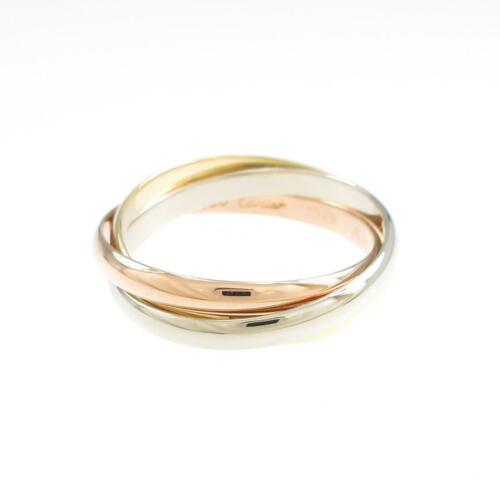 Cartier Trinity ring: Cartier Trinity ring Brand: Cartier Material: 750 Three color Gender: Ladies Size: 15.5 (JPN size) (56) Accessories: No Warranty Card ActualSize: W : 4.9mm estimation length of 1 pcs : 2.3mm The BIDHA