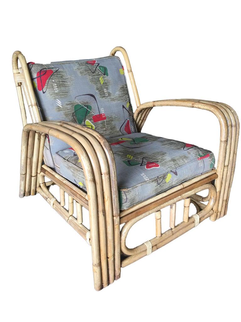 Restored Paul Laszlo Four-Strand Bent Arm Rattan Lounge: Restored Paul Laszlo Four-Strand Bent Arm Rattan Lounge Chair Pair Dimensions: Height: 31 in. (78.74 cm) Dimensions: Width: 31 in. (78.74 cm) Dimensions: Depth: 33 in. (83.82 cm) Dimensions: Seat Heig