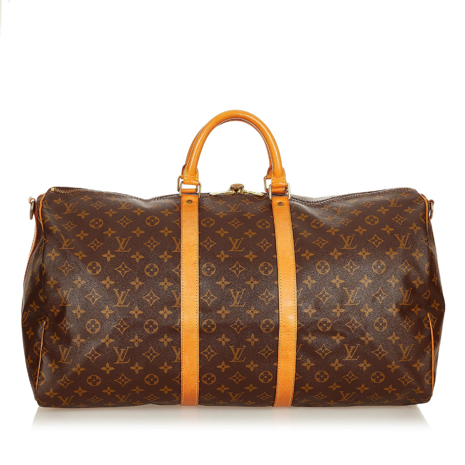 Louis Vuitton Monogram Keepall Bandouliere 55: Louis Vuitton Monogram Keepall Bandouliere 55 The Keepall Bandouliere 55 features a monogram canvas body with leather trim rolled leather handles a detachable strap and a top zip closure. Brand: Louis