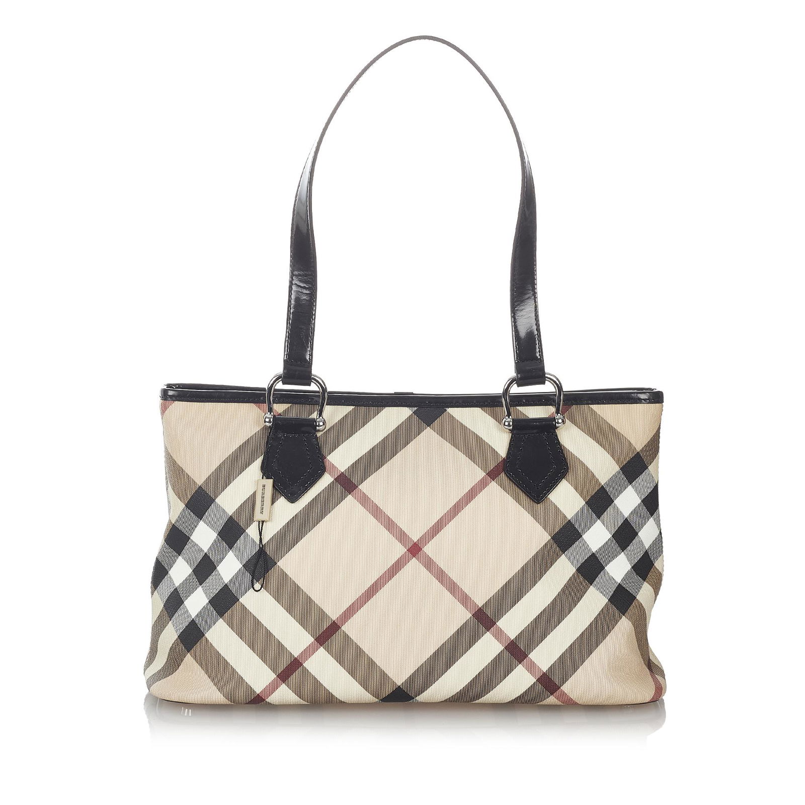 Burberry Supernova Check Canvas Shoulder Bag: Burberry Supernova Check Canvas Shoulder Bag This shoulder bag features a canvas body with leather trim flat leather straps an open top and an interior pocket. Brand: Burberry Model: Supernova Check C