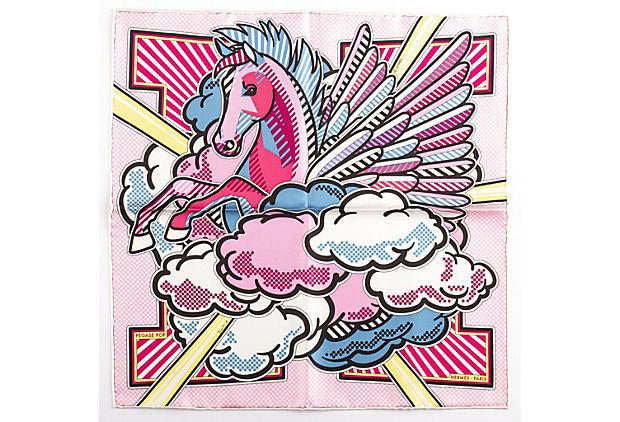 Hermes Lim.Ed Pegase Pop Silk Gavroche: Hermes Lim.Ed Pegase Pop Silk Gavroche Condition: New Era: Contemporary; 2000s Dimensions: 16.5" L x 16.5" W Materials: silk Color: pink Hermes limited edition "Le pegase pop" by Dimitri Rybalchenko.