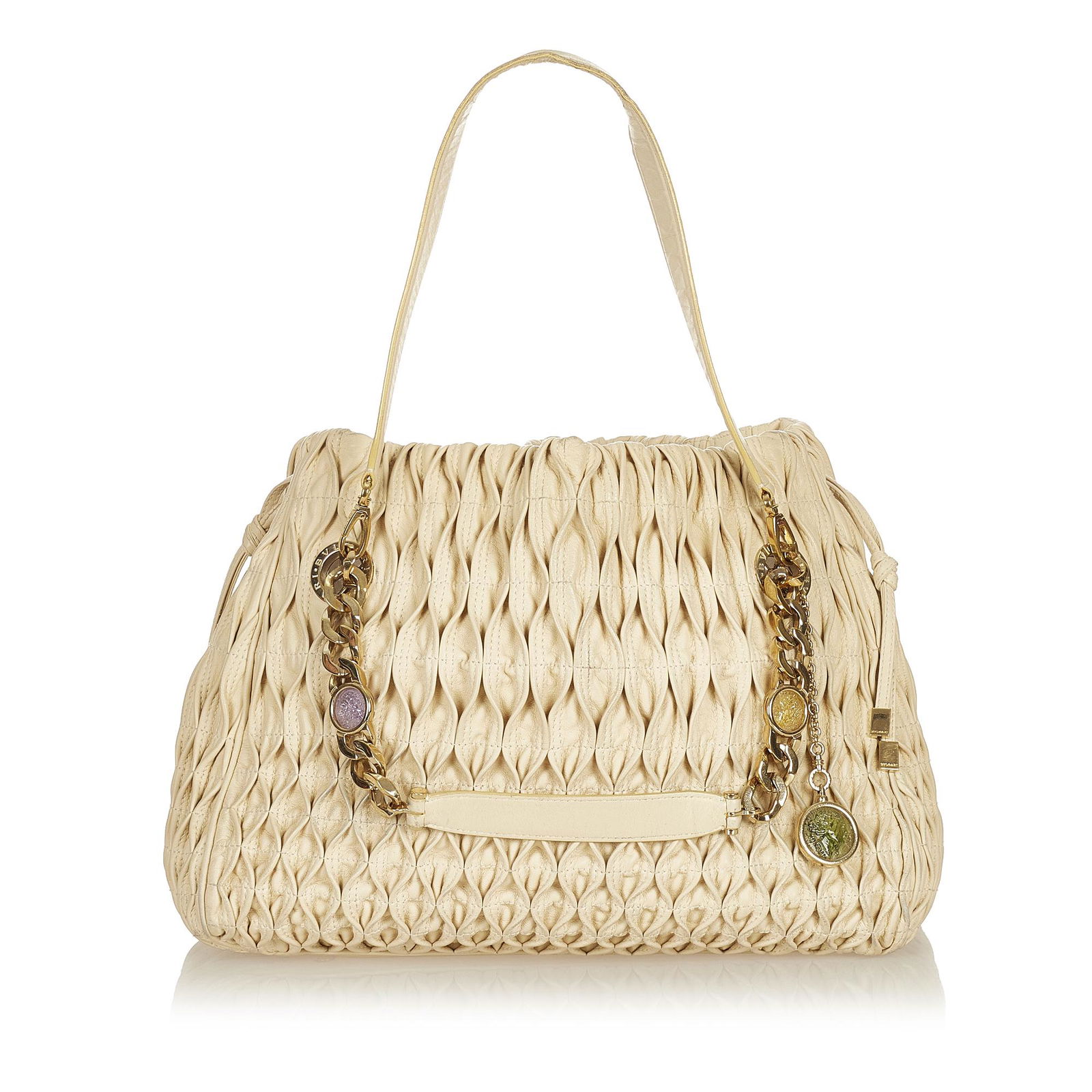 Bvlgari Leather Tote Bag: Bvlgari Leather Tote Bag This tote bag features a leather body flat leather straps an open top and interior zip and slip pockets. Brand: Bvlgari Model: Leather Tote Bag Origin: Italy Category: Bags Co