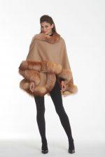 Camel Cashmere - Crystal Fox Trim - Your Lady: Capture the natural tones of autumn in this beautiful flow of camel cashmere enhanced by the vibrant yet subtle shades of crystal fox. Like the many shades of the colors of the fallen leaves this gorg