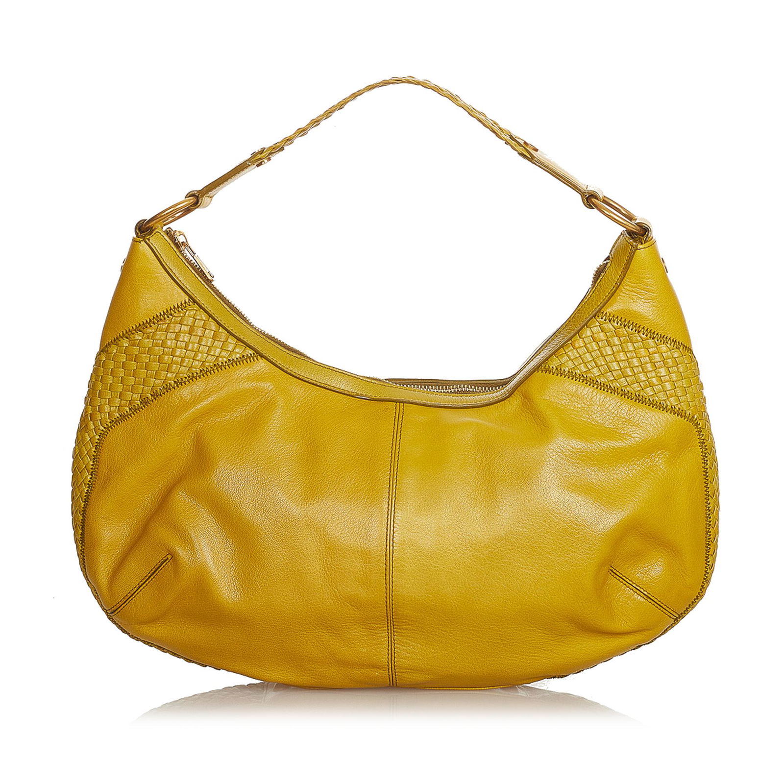 YSL Leather Shoulder Bag: YSL Leather Shoulder Bag This shoulder bag features a leather body flat leather straps and a top zip closure. Brand: YSL Model: Leather Shoulder Bag Origin: France Category: Bags Color: Yellow Style: