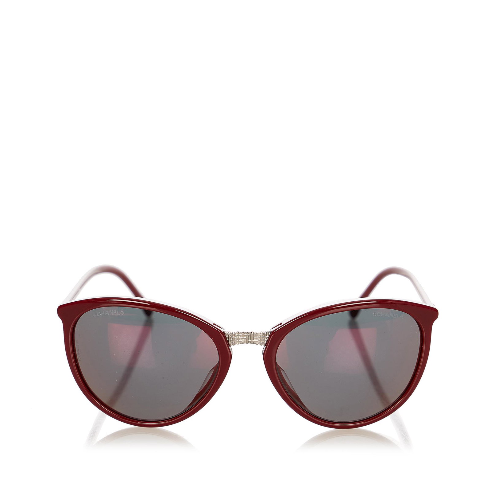 Chanel Round Tinted Sunglasses: Chanel Round Tinted Sunglasses These sunglasses feature an acetate body and tinted lenses. Brand: Chanel Model: Round Tinted Sunglasses Origin: France Category: Accessories Color: Black Style: Others 