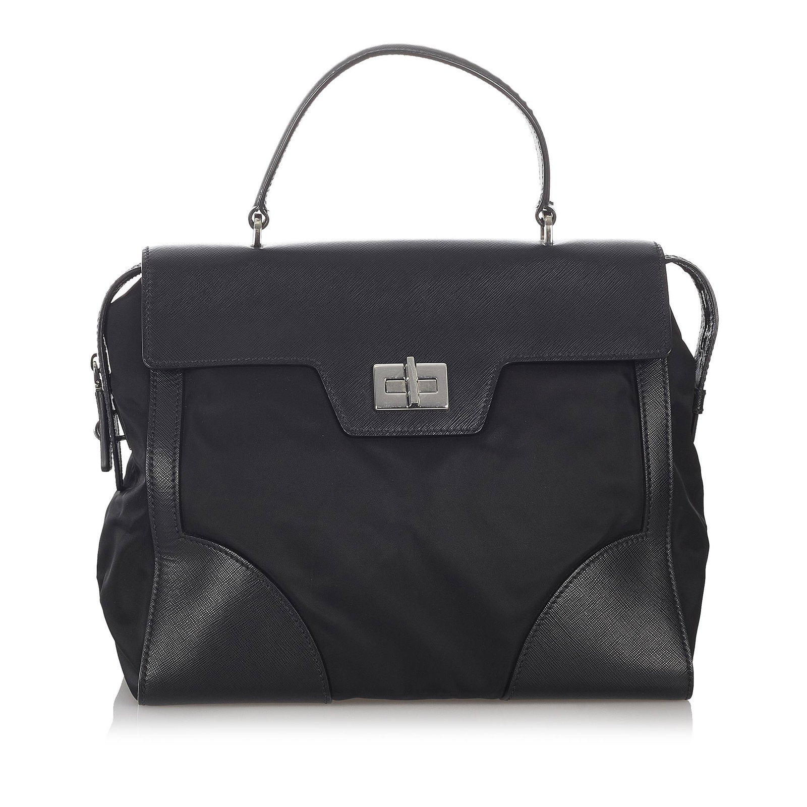 Prada Tessuto Lucerto Satchel: Prada Tessuto Lucerto Satchel The Lucerto satchel features a nylon body with leather trim a flat leather handle a detachable flat leather strap an interior zip pocket and a flap with a turnlock closur