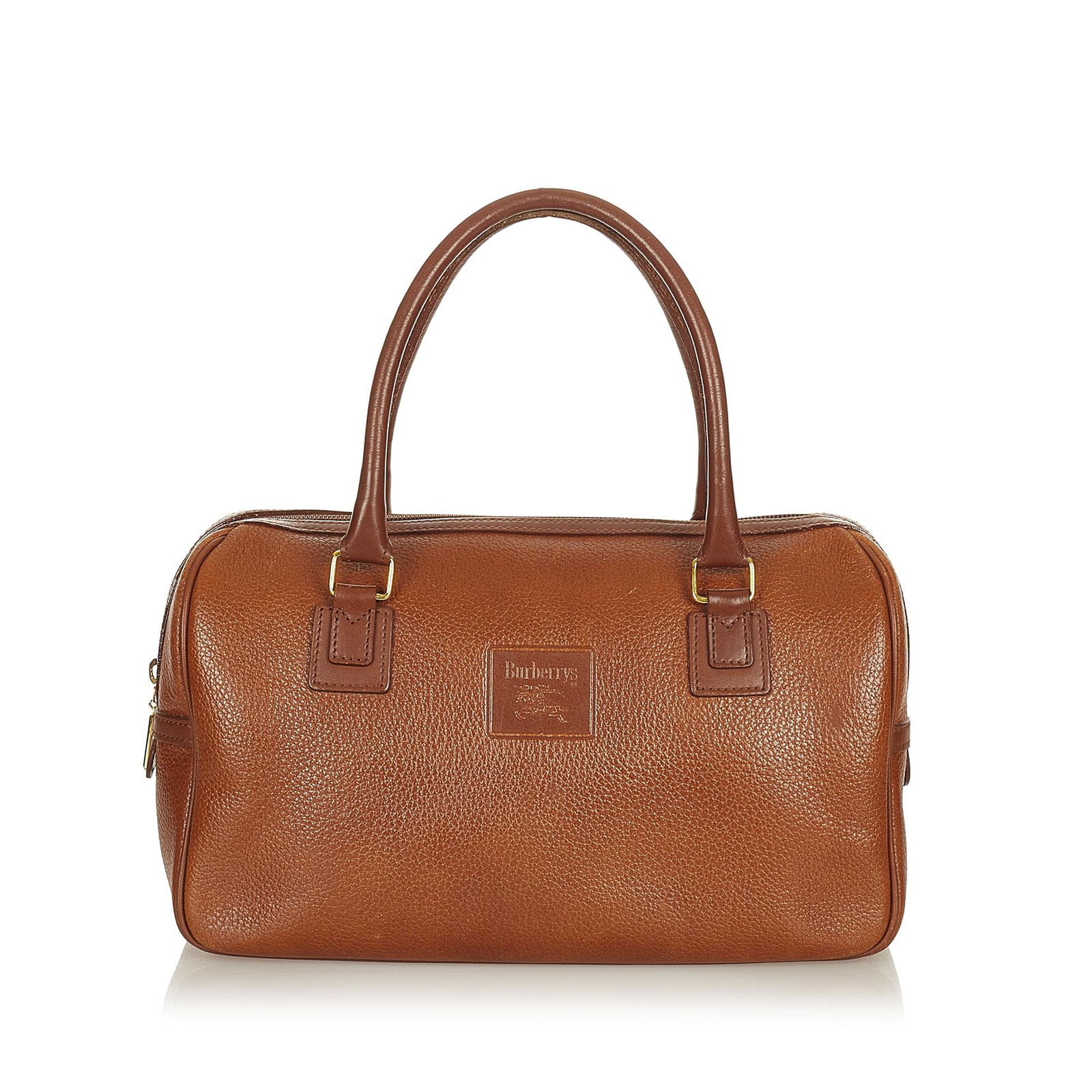 Burberry Leather Handbag: Burberry Leather Handbag This boston bag features a leather body rolled leather handles and a top zip closure. Brand: Burberry Model: Leather Handbag Origin: United Kingdom Category: Bags Color: Brown