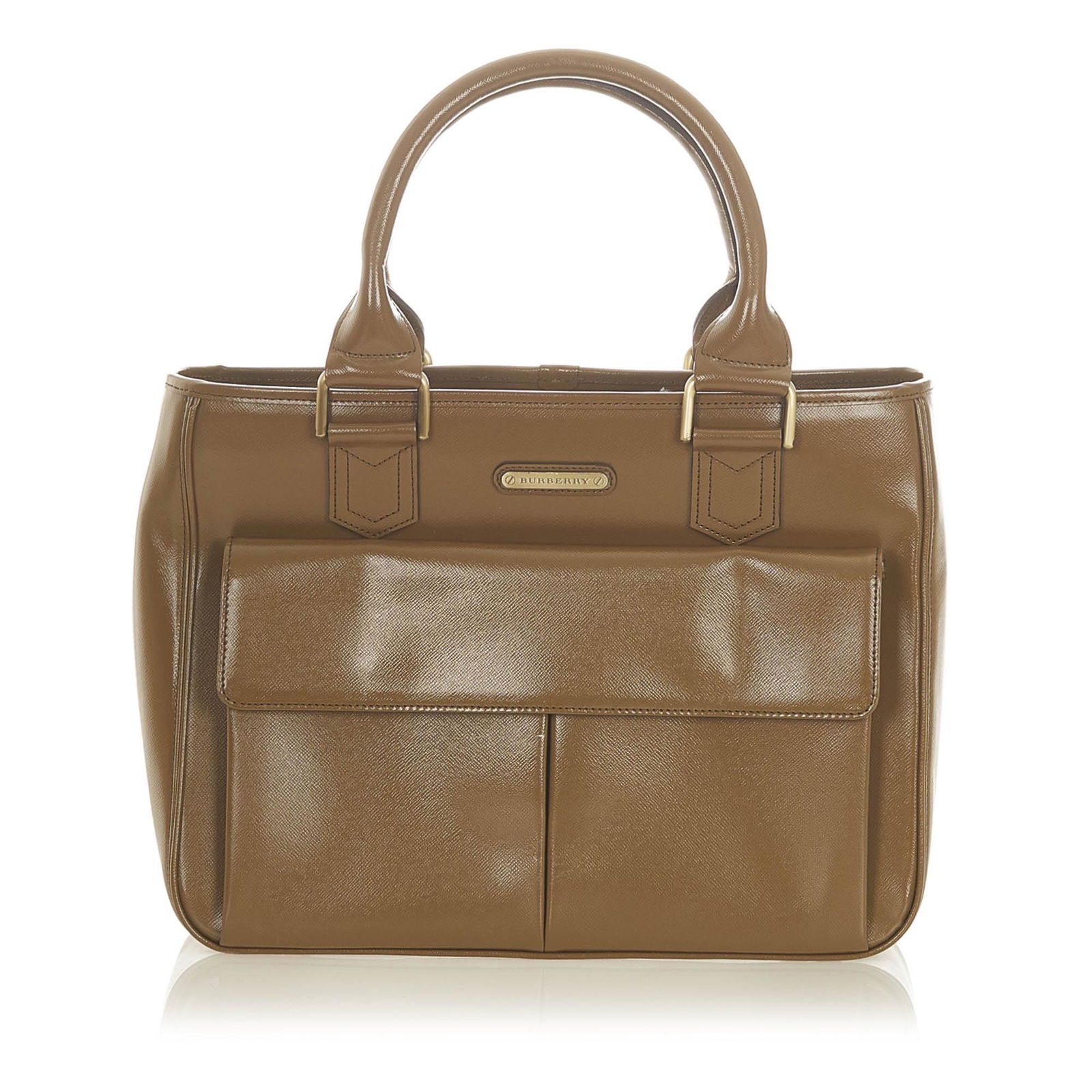Burberry Leather Handbag: Burberry Leather Handbag This handbag features a leather body exterior front and back slip pockets rolled leather handles a top zip closure and interior zip and slip pockets. Brand: Burberry Model: Le