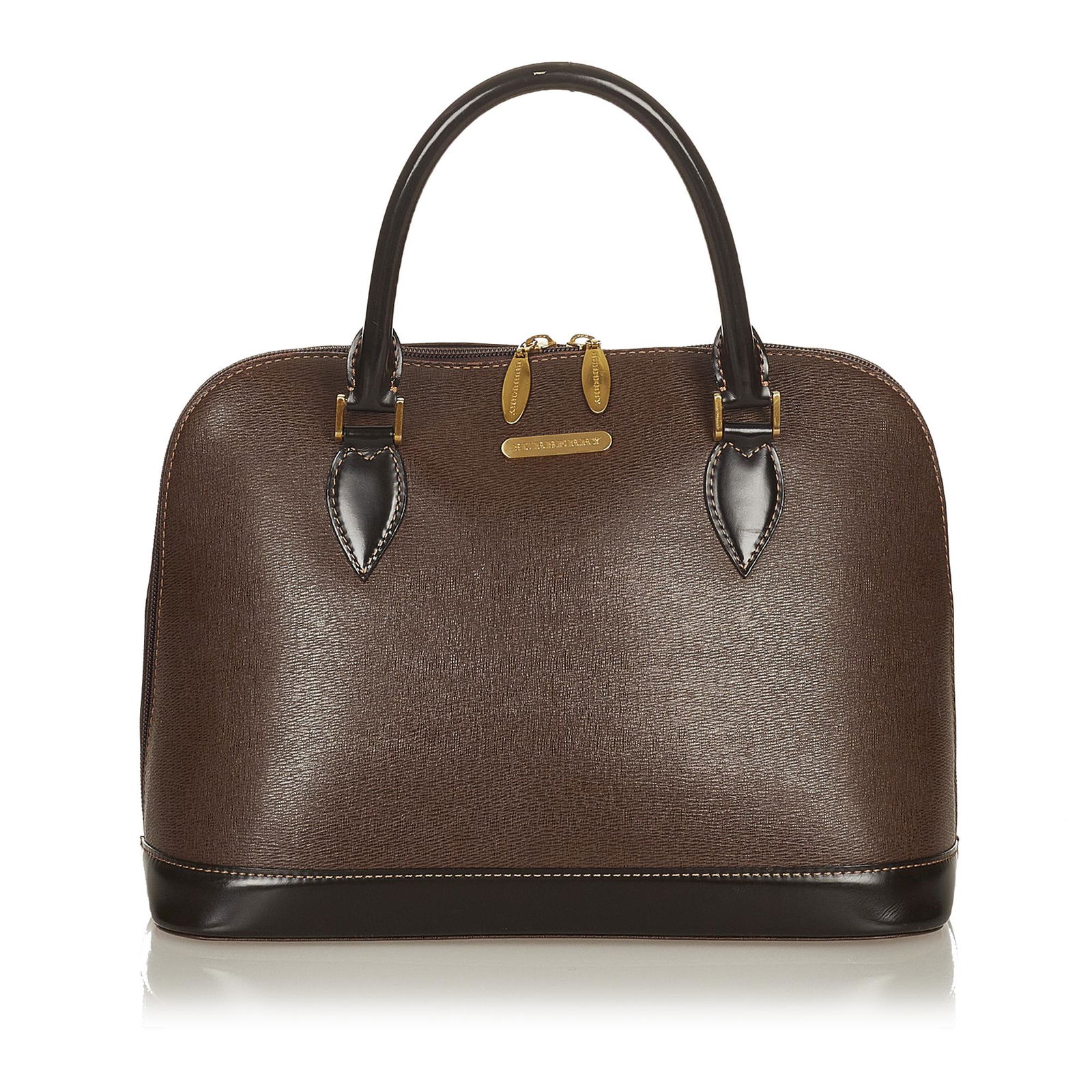 Burberry Leather Handbag: Burberry Leather Handbag This handbag features a leather body a flat leather handles an open top and interior zip and slip pockets. Brand: Burberry Model: Leather Handbag Origin: United Kingdom Catego